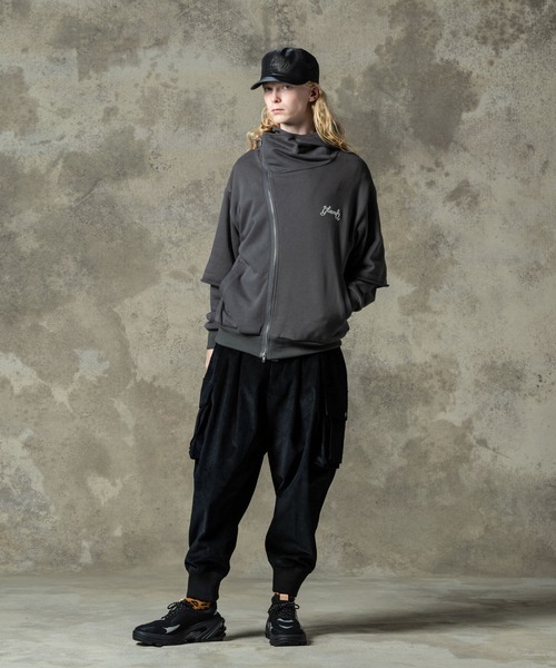 glamb（グラム） パーカー Asymmetry Layered Hoodie / アシンメトリー 