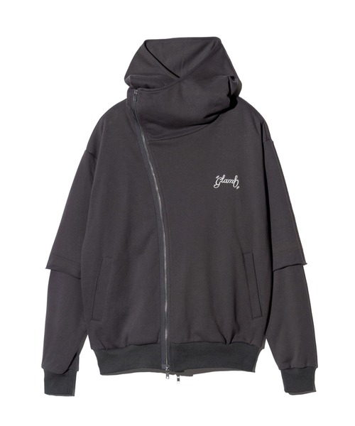 glamb（グラム） パーカー Asymmetry Layered Hoodie / アシンメトリー