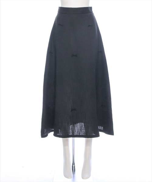 clear スカート 「低身長サイズ有」リボンモチーフツイードロング