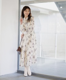 新作セール!   フローラル 美ライン ワンピース Andemiu ワンピース ラインフラワーフロッキーワンピース289861