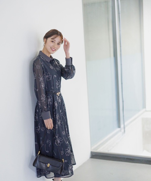 Andemiu ワンピース ラインフラワーフロッキーワンピース289861