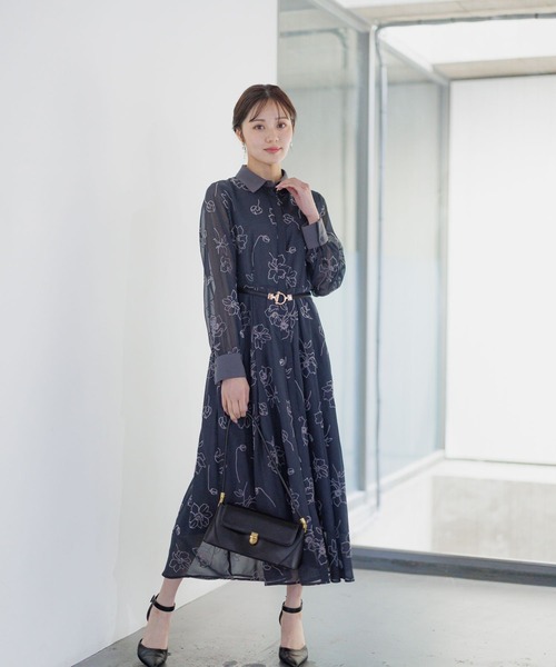 Andemiu ワンピース ラインフラワーフロッキーワンピース289861