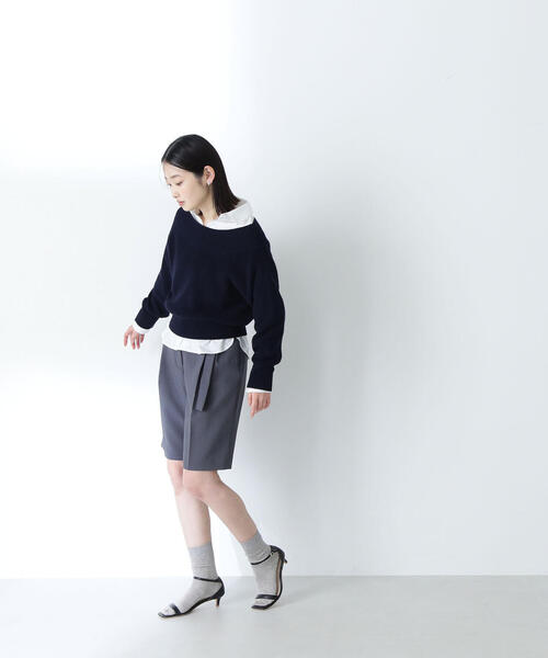 ニット セーター 「Oggi掲載」シャツレイヤードオフショルニット レディース NATURAL BEAUTY BASIC ニット セーター 「Oggi掲載」シャツ