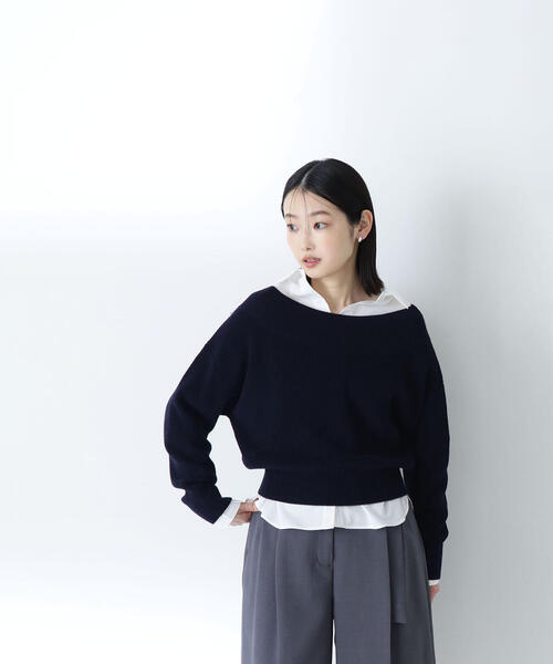 ニット セーター 「Oggi掲載」シャツレイヤードオフショルニット レディース Oggi掲載】シャツレイヤードオフショルニット | NATURAL BEAUTY