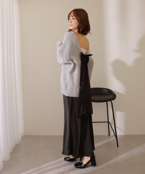 ニット セーター back ribbon knit pullover /バックリボン ボリューム