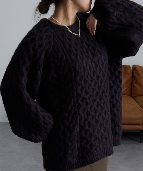 「RANAN」 長袖ニット LL チャコール レディース_画像2