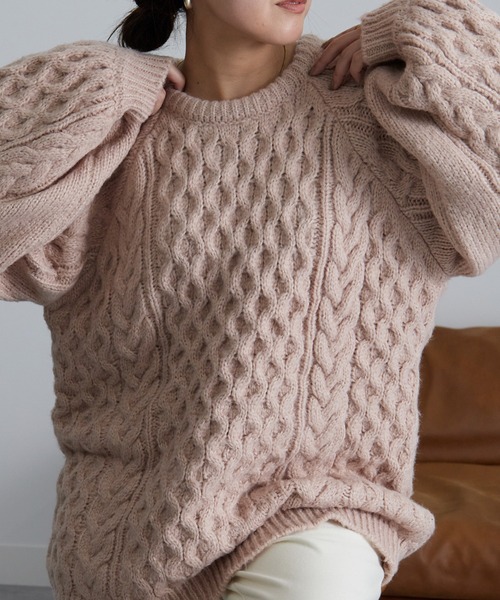 「RANAN」 長袖ニット LL チャコール レディース_画像3