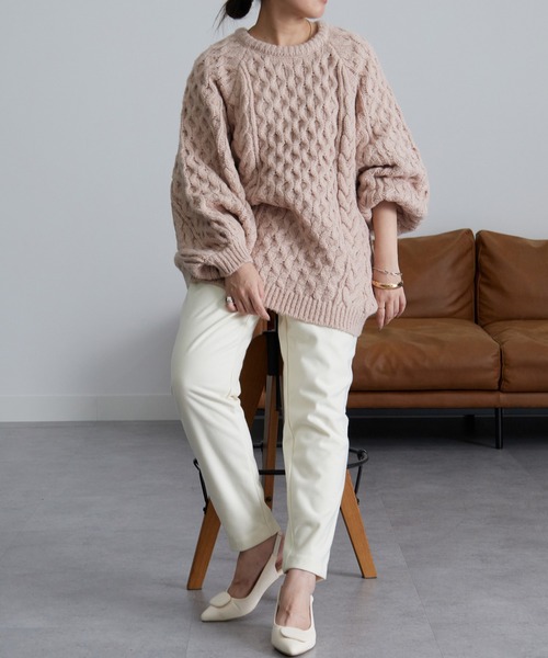 「RANAN」 長袖ニット LL チャコール レディース_画像5