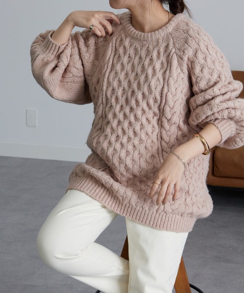 「RANAN」 長袖ニット LL チャコール レディース_画像7