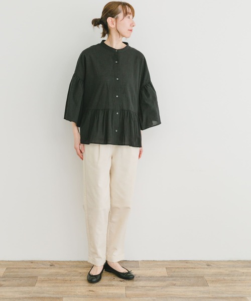 ITEMS URBANRESEARCH ブラウス シャツ バンドカラーティアード