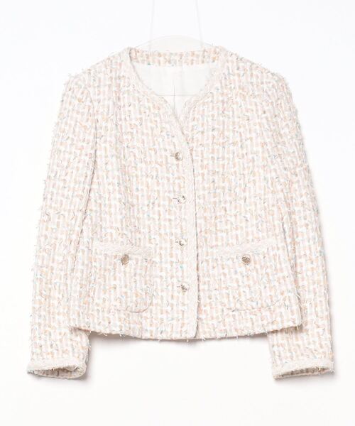 ANAYI ノーカラージャケット 38 ベージュ ANAYI アナイ ノーカラージャケット ベージュ/M｜結婚式パーティーの