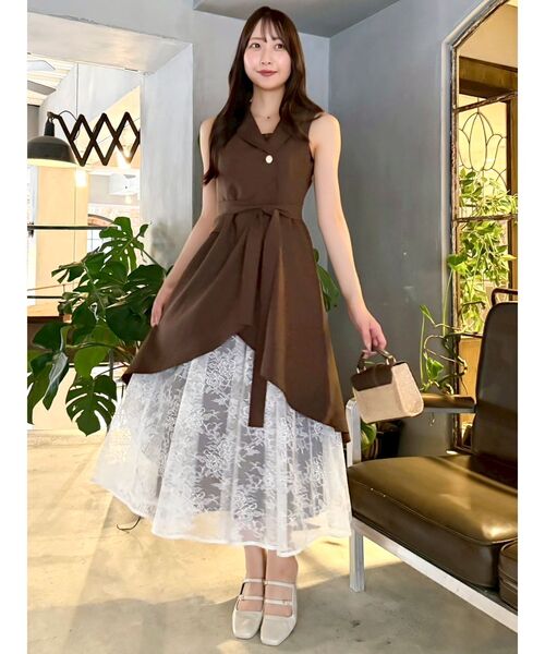 dazzlin ドレープタックレイヤードワンピース S 付属品無し dazzlin ワンピース ドレープタックレイヤードワンピース