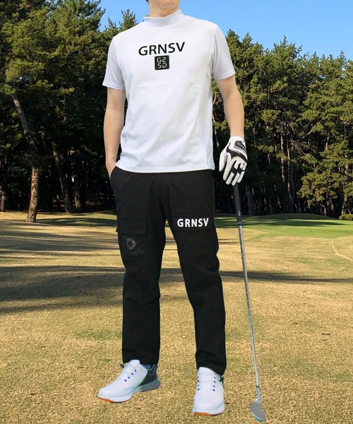 ゴルフ 【美品】DESCENTE GOLF シースル 切替モックネックニット