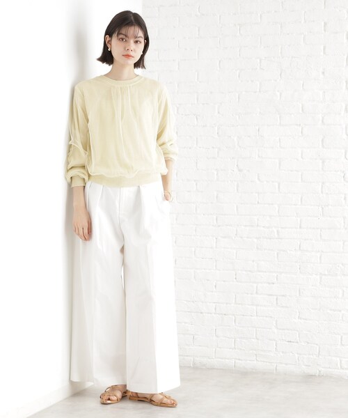 ニット セーター ラメニット チュールレイヤードトップス レディース THE SHOP TK ニット セーター チュール×ラメニット「洗える