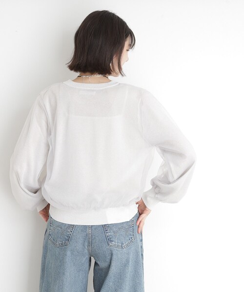 ニット セーター ラメニット チュールレイヤードトップス レディース THE SHOP TK ニット セーター チュール×ラメニット「洗える