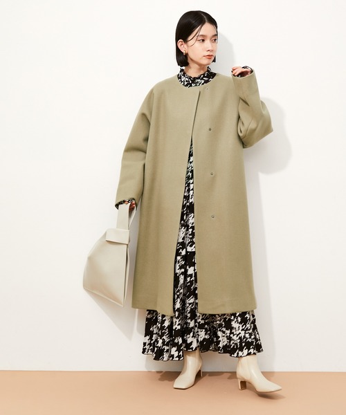 ADAM ET ROPE'（アダムエロペ） ノーカラージャケット FREE カーキ