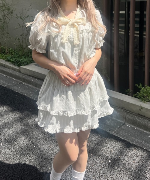 レースリボンオーバニー ガーターリボンレースオーバーニーハイソックス – Belchic