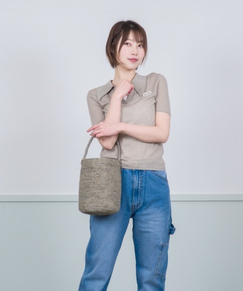 MADE IN MADA☆ティーブラウン バケツ型かごバッグ・新品に近い MADE IN MADA☆ティーブラウン バケツ型かごバッグ・新品に近い