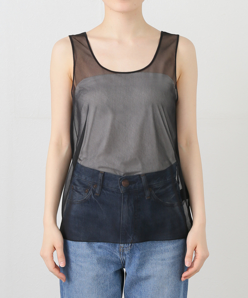 plage タンクトップ ノースリーブ sheer タンク レディース