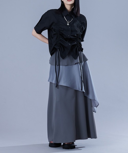 ＊NOTRE emor ＊レイヤード＊シアーピックスカート＊新品 シアーレイヤードタックスカート-short & regular | 小柄・低身長女性