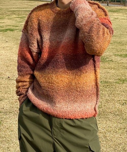 「kutir」 長袖ニット LARGE ブラウン メンズ_画像3