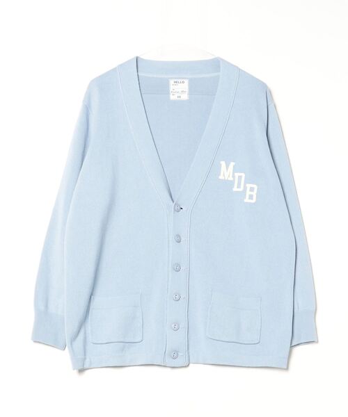 「MADISON BLUE」 ワンポイントニットカーディガン M ブルー レディース