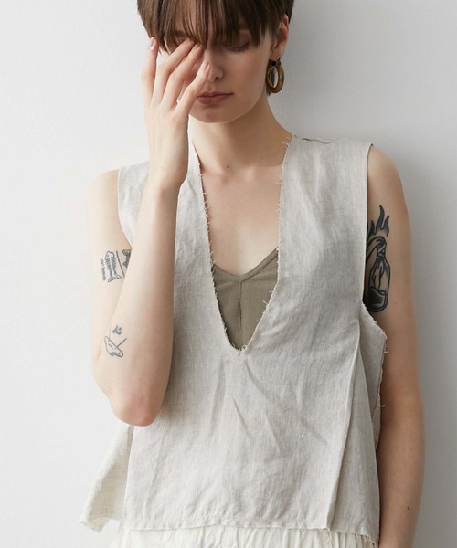 ブラウス シャツ 「LA PEAU DE GEM」natural v neck blouse/ナチュラルVネックブラウス レディース