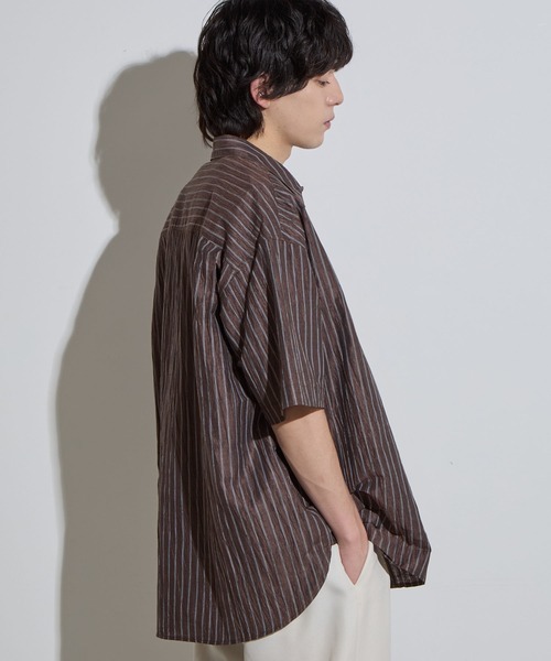 新品未使用SLICKスリック　半袖　シャツ　M SLICK シャツ 「SLICK/スリック」Linen Washer Stripe Regular