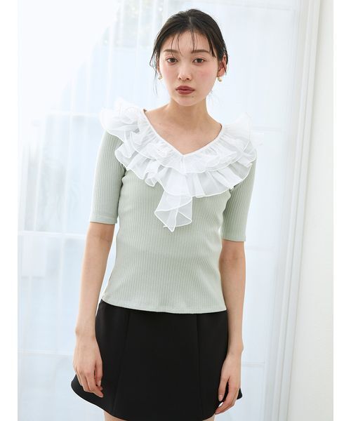 SNIDEL tシャツ フリルカラーカットプルオーバー レディース