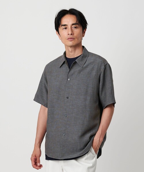 ★Abercrombie & Fitch★キャンプカラーリネンブレンドシャツ ツイスト リネンブレンド キャンプカラーフォルム シャツ