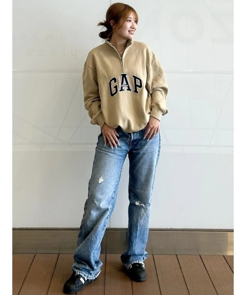 「GAP」 長袖Tシャツ S ベージュ メンズ