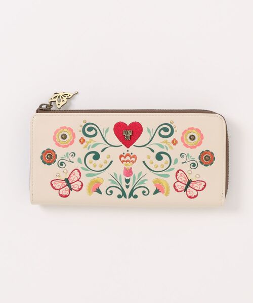最終値下げANNA SUI アナスイ 長財布 バラ　ブルー L 字ファスナー ANNA SUI 財布 ブルーム Lファスナー長財布 レディース