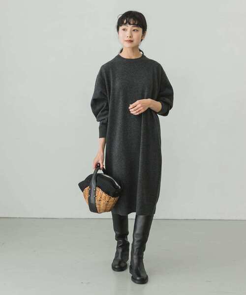 最終お値下げ｜kagure かぐれ｜クルーネックニットワンピース 0 かぐれ（カグレ）の「『低身長向けも展開』クルーネックニット