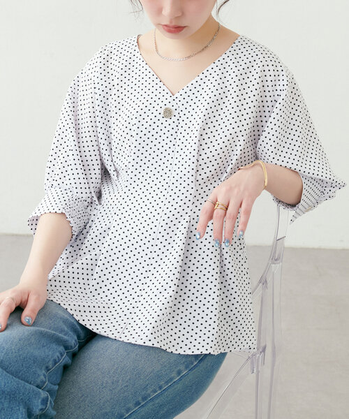 「natural couture」 半袖ブラウス FREE オフホワイト レディース_画像2