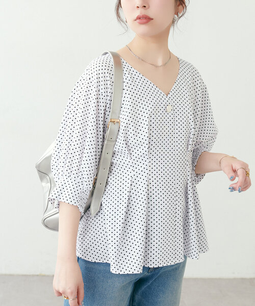 「natural couture」 半袖ブラウス FREE オフホワイト レディース_画像3