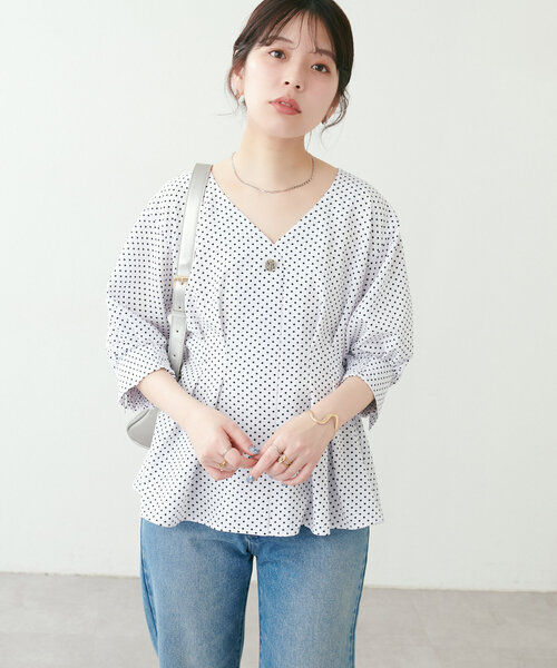 「natural couture」 半袖ブラウス FREE オフホワイト レディース_画像4