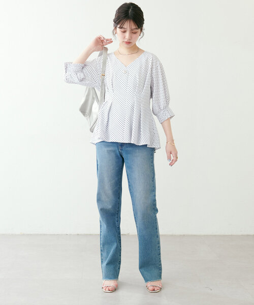 「natural couture」 半袖ブラウス FREE オフホワイト レディース_画像5