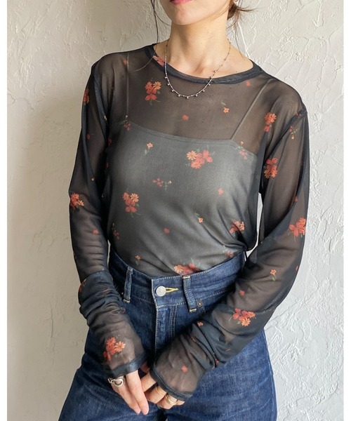 美品Cher フラワートップス Darich（ダーリッチ） シアーフラワートップス レディース : ZOZOTOWN
