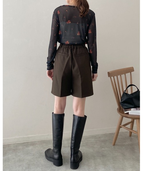 She's Closet tシャツ クルーネック長袖フラワープリント花柄シアー