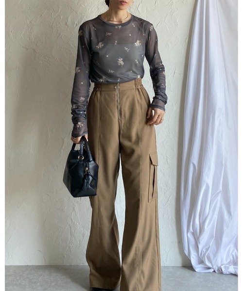 She's Closet tシャツ クルーネック長袖フラワープリント花柄