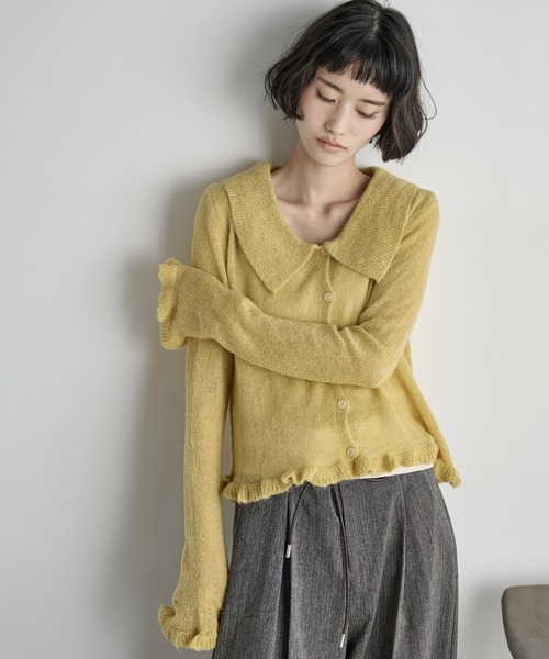 BRILLブリル モヘヤシャギーニットカーディガン【新品未使用 フリーサイズ】 シャーリングフリルニットカーディガン - FENNEL - FENNEL｜YAMADAYA STORE