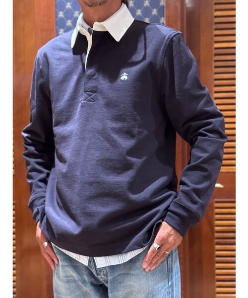 Brooks Brothers ネイビー 長袖ポロシャツ L ベロア　usa製 BROOKS BROTHERS L/S Polo Shirt SIZE L Black ブルックスブラザーズ