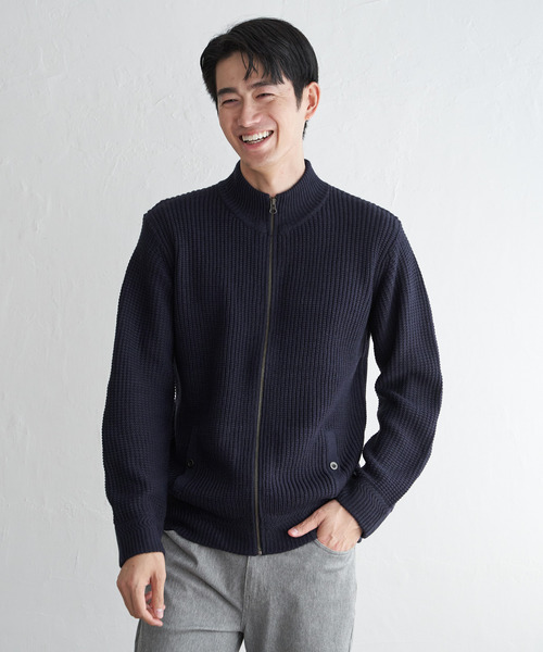 ikka（イッカ） セーター ニット スタンドジップニットブルゾン メンズ