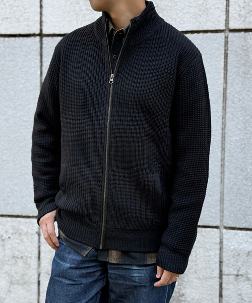 ikka（イッカ） セーター ニット スタンドジップニットブルゾン メンズ