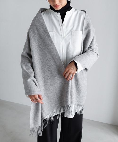 evernavy マフラー ストール ウールリバーシブル大判ストール「60