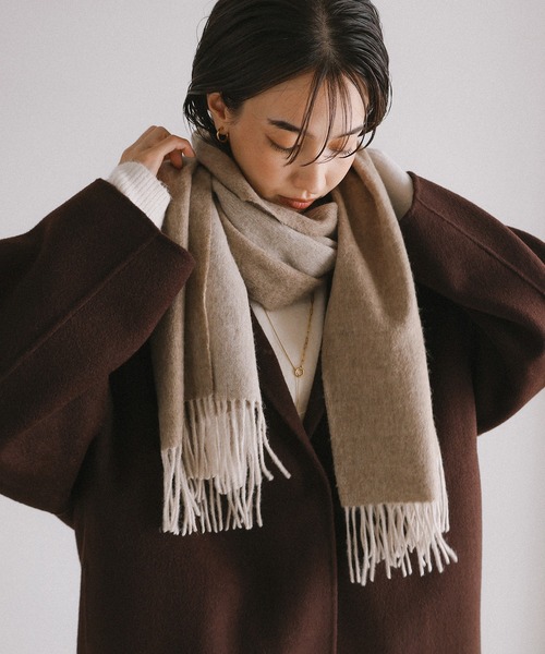 evernavy マフラー ストール ウールリバーシブル大判ストール「60