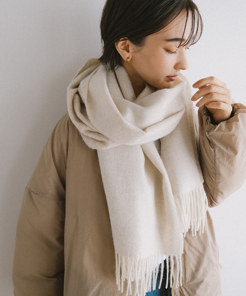 evernavy マフラー ストール ウールリバーシブル大判ストール「60