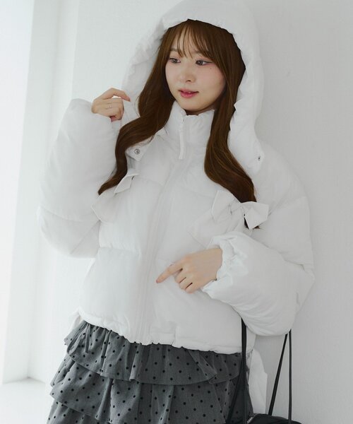 ANOTHER BRANCH OLIVE des ブルゾン アウター 2WAYリボン中綿