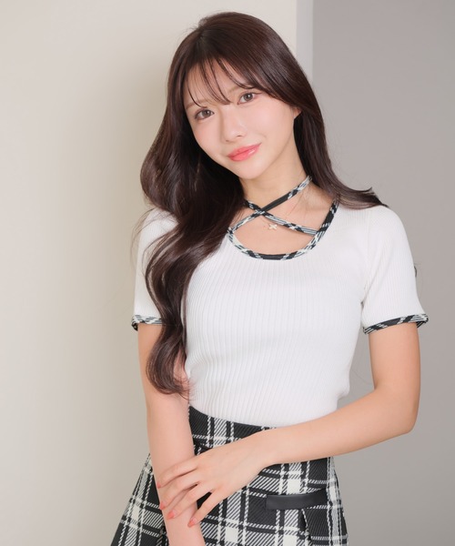 「LIPSERVICE」 半袖ニット FREE ホワイト レディース_画像3