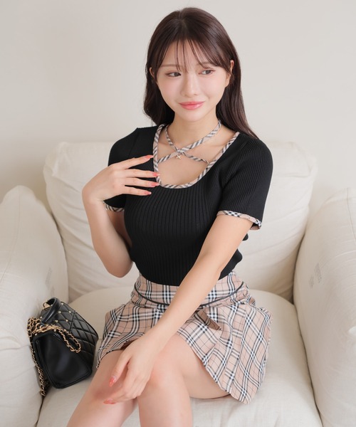 「LIPSERVICE」 半袖ニット FREE ホワイト レディース_画像9